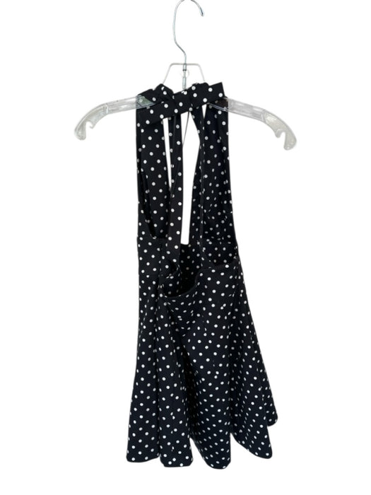 Zara Size 8 Black & White Cotton Blend Halter Neck Polka Dot Pleated Mini Dress Black & White / 8