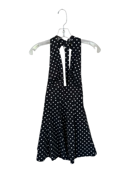 Zara Size 8 Black & White Cotton Blend Halter Neck Polka Dot Pleated Mini Dress Black & White / 8