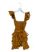 Tularosa Size XS Orange Cotton Smocked Top Ruffle sleeve Tie Waist Dress Orange / XS
