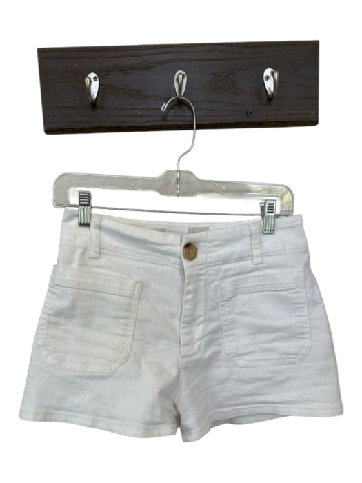 Maeve Size 27 White Cotton Blend Front Pockets High Waisted Shorts White / 27