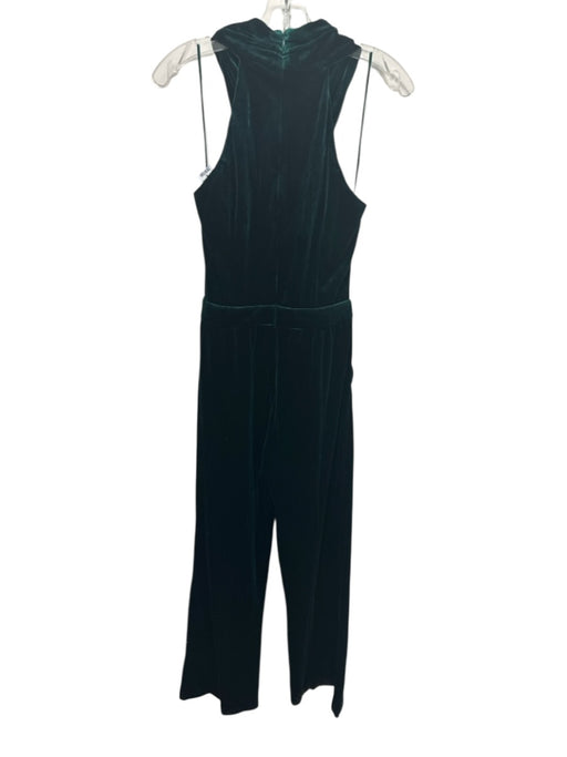 skies are blue Size S Emerald Green Polyester Blend Velvet Cross Front Jumpsuit Emerald Green / S