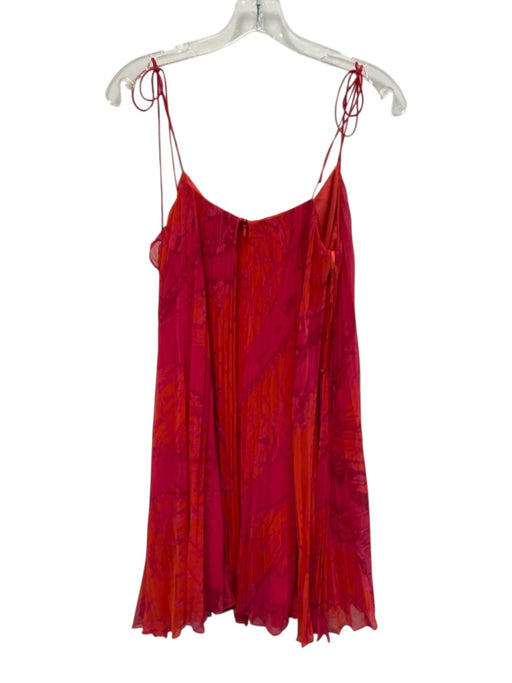 Halston Heritage Size S Pink & Orange Polyester Chiffon Abstract Pleated Dress Pink & Orange / S