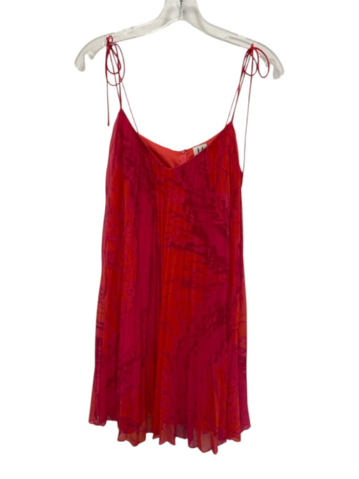 Halston Heritage Size S Pink & Orange Polyester Chiffon Abstract Pleated Dress Pink & Orange / S