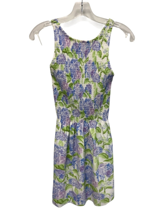 Hill House Size XS Blue, Green, White Shirred Hydrangeas high neck Mini Dress Blue, Green, White / XS