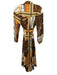 Alden Adair Size S Brown, Cream, Orange Polyester Satin Chain Button Down Dress Brown, Cream, Orange / S