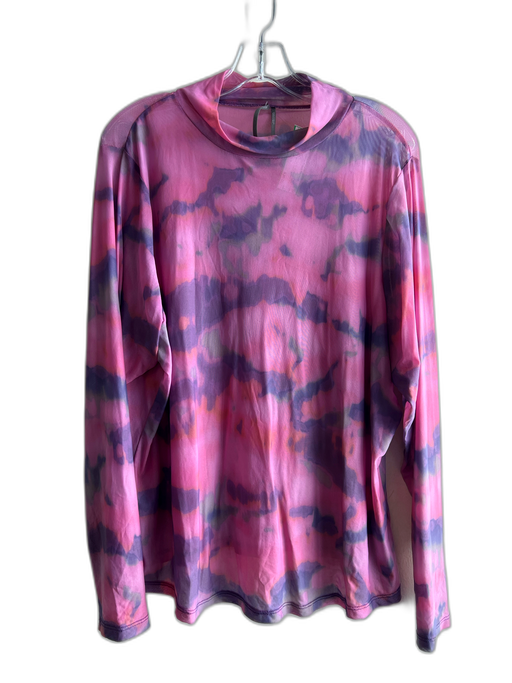 By Anthropologie Size 2X Pink, Blue & Green Nylon Blend Mock Collar Tye Dye Top Pink, Blue & Green / 2X