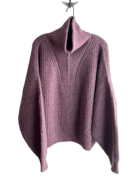 Isabel Marant Size 44 Mauve Mohair Blend Zip Collar Wide Sleeve Sweater Mauve / 44