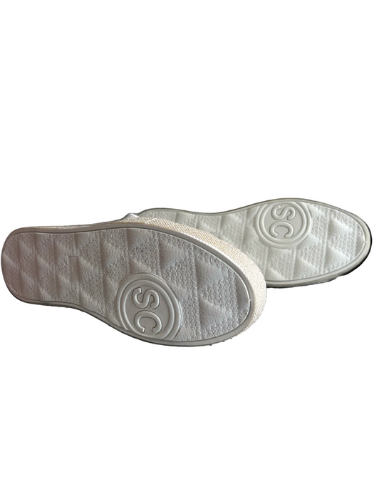 Schutz Shoe Size 8 Silver Fabric Sparkle Low Top Lace Up Sneaker Shoes Silver / 8