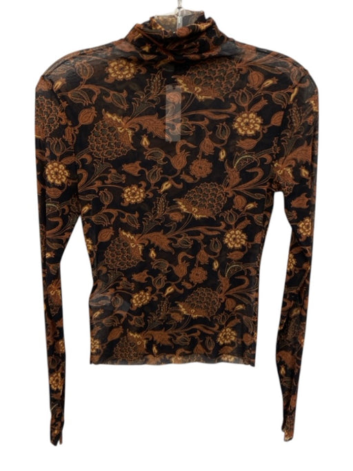 Banana Republic Size Small Brown & Black Nylon Long Sleeve Floral Mesh Skirt Set Brown & Black / Small
