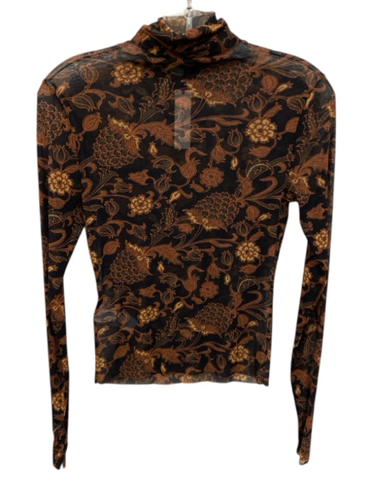 Banana Republic Size Small Brown & Black Nylon Long Sleeve Floral Mesh Skirt Set Brown & Black / Small