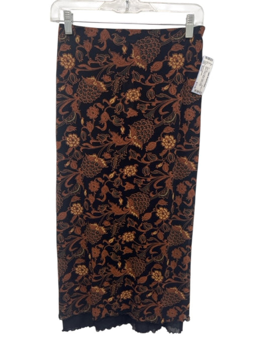 Banana Republic Size Small Brown & Black Nylon Long Sleeve Floral Mesh Skirt Set Brown & Black / Small