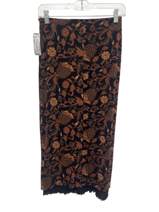 Banana Republic Size Small Brown & Black Nylon Long Sleeve Floral Mesh Skirt Set Brown & Black / Small