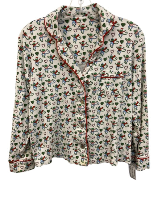 Roller Rabbit Size Small Green, Blue, Red Cotton Long Sleeve Monkey Pajama Top Green, Blue, Red / Small