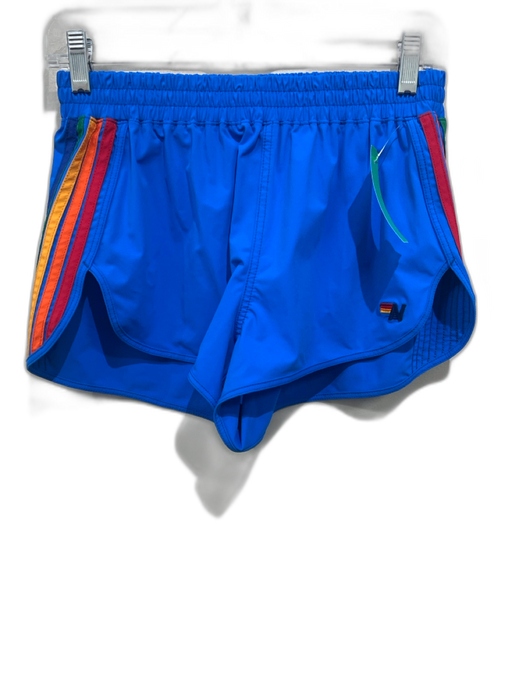 Aviator Nation Size M Cobalt Blue & Multi Polymide Blend Rainbow Stripes Shorts Cobalt Blue & Multi / M