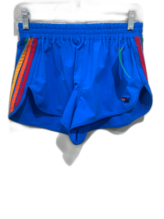 Aviator Nation Size M Cobalt Blue & Multi Polymide Blend Rainbow Stripes Shorts Cobalt Blue & Multi / M