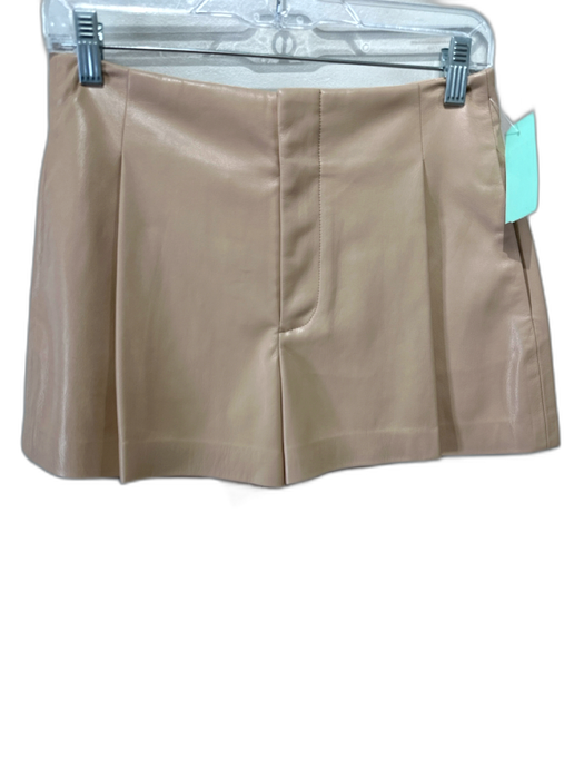 Alice + Olivia Classics Size 4 Beige Polyurethane Pleather Zip Fly Pleat Shorts Beige / 4