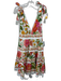 Farm Rio Size XS Pink, Green, Orange Cotton Sleeveless Floral Print V Neck Dress Pink, Green, Orange / XS