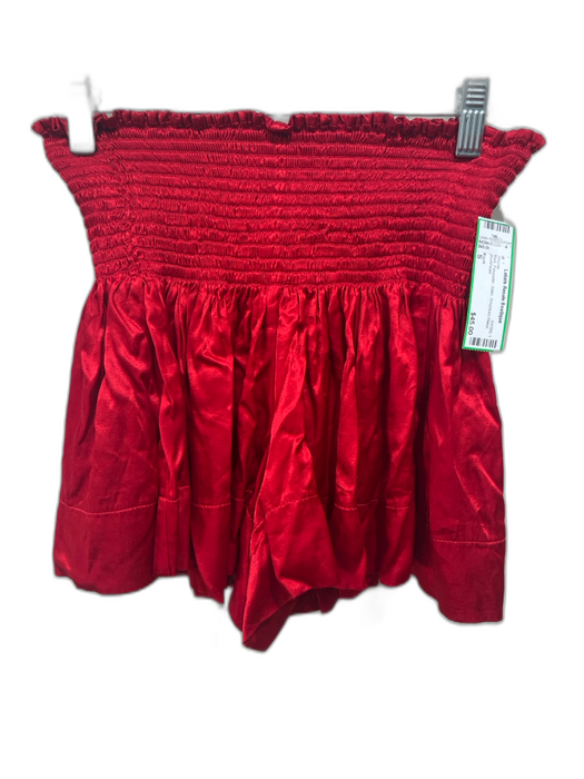 Koch Size S Red Polyester Satin Smocked Waist Shorts Red / S