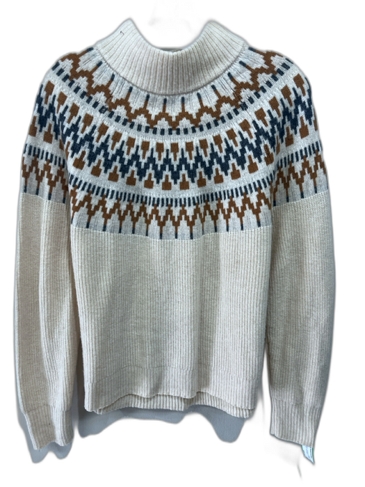 J. Crew Size M Cream, Gray, Brown Polyamide & Wool Fair Isle Mock Neck Sweater Cream, Gray, Brown / M