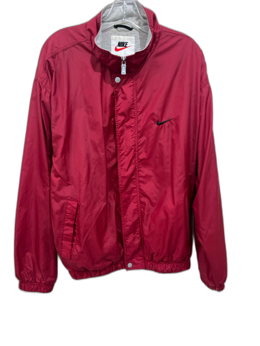 Nike Size L Red Nylon Solid Zipper Men's Jacket Red / L