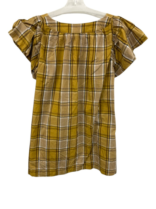 Sea New York Size XS Yellow, White, Brown Cotton Cap Sleeve Plaid Dress Yellow, White, Brown / XS