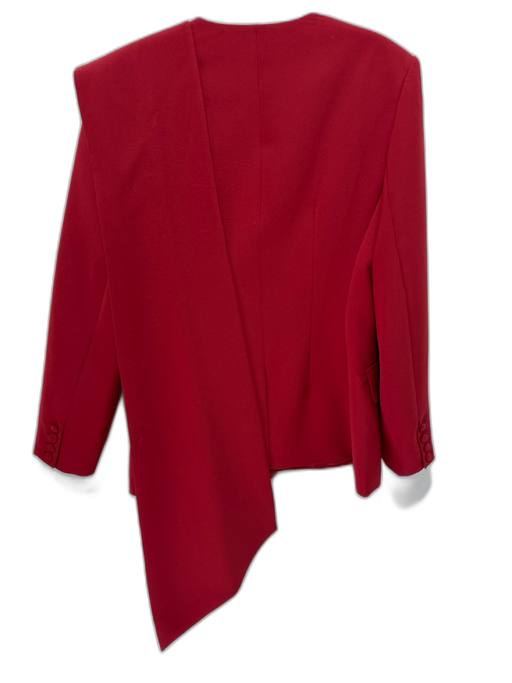 Halston Size 10 Red Polyester Drape Detail Single Breasted Blazer Jacket Red / 10