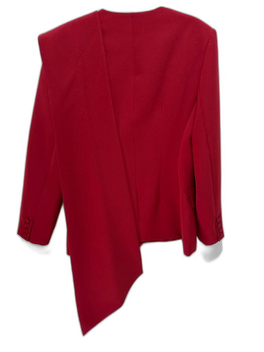 Halston Size 10 Red Polyester Drape Detail Single Breasted Blazer Jacket Red / 10