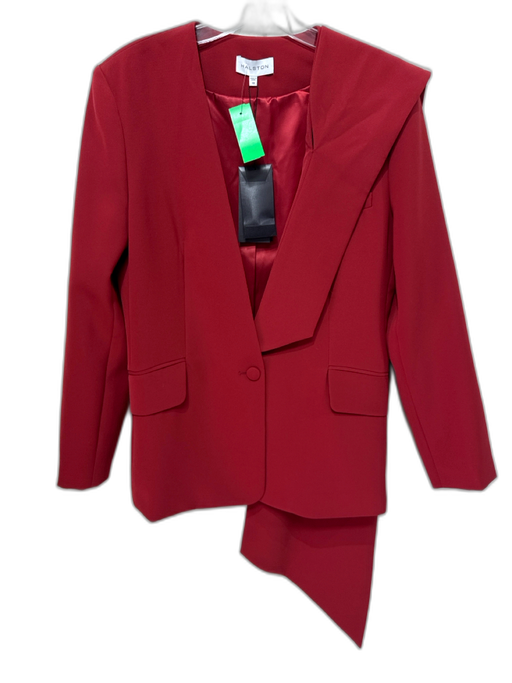 Halston Size 10 Red Polyester Drape Detail Single Breasted Blazer Jacket Red / 10