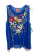 Johnny Was Size S Blue & Multi Rayon & Silk Velvet Floral Embroidered Top Blue & Multi / S