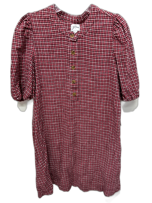 J. Crew Size XXS Pink & Purple Cotton Flannel Gingham Half Button Mini Dress Pink & Purple / XXS