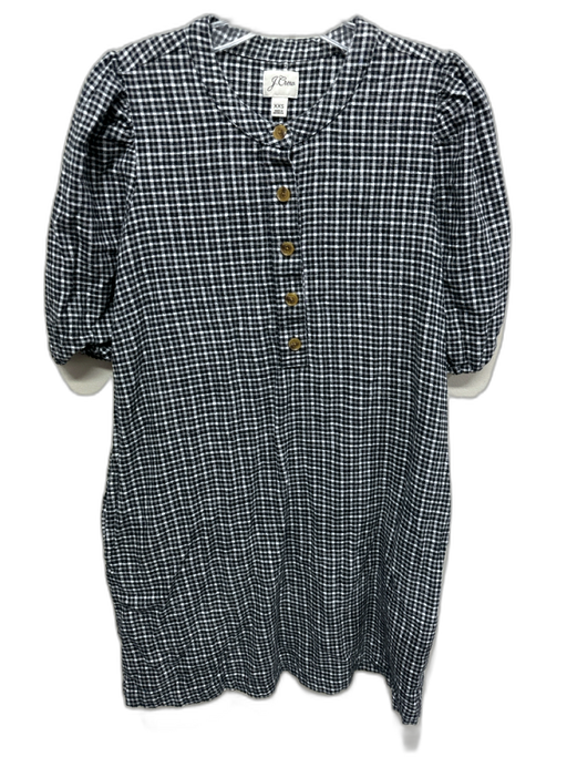 J. Crew Size XXS Black, White, Gray Cotton Flannel Gingham Half Button Dress Black, White, Gray / XXS