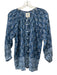 Alicia Bell Size Medium Blue & White Cotton & Silk Long Sleeve Block Print Top Blue & White / Medium