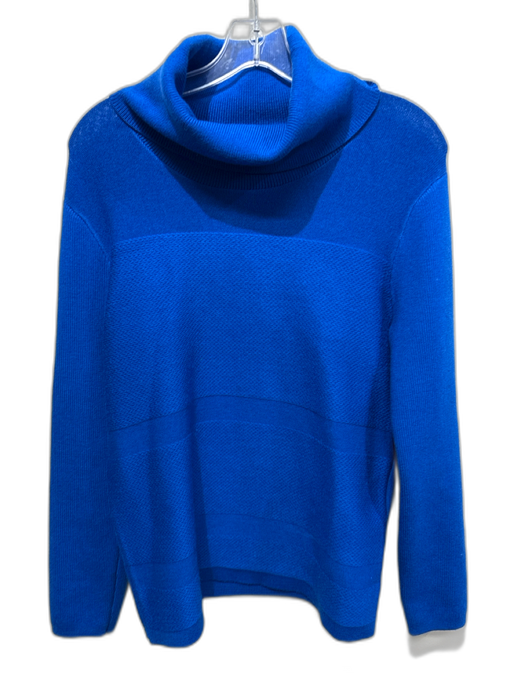 Reiss Size XS Cobalt Acrylic & Wool Rib Knit Turtle Neck Block Knit Sweater Cobalt / XS