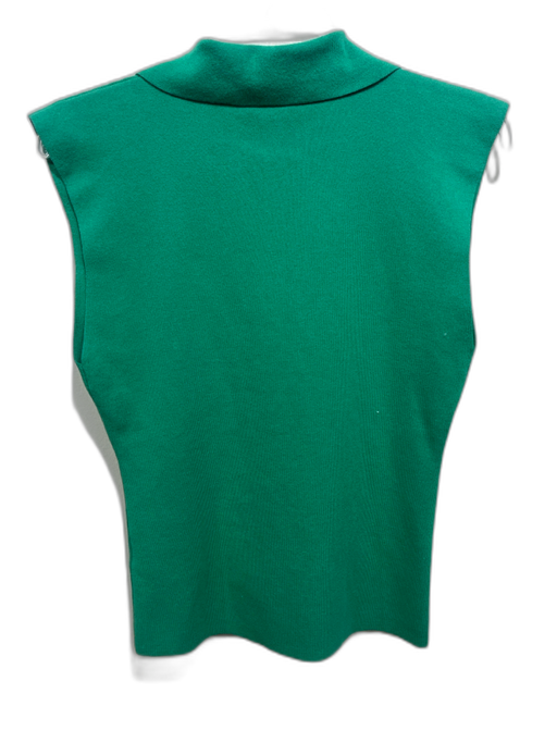 A.L.C. Size M Green Cotton Blend 1/2 Button Ribbed Sleeveless Collar Top Green / M