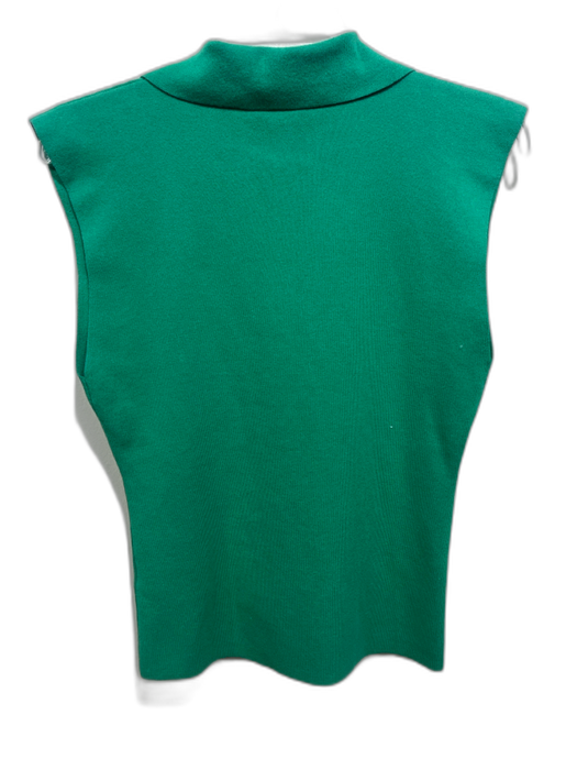 A.L.C. Size M Green Cotton Blend 1/2 Button Ribbed Sleeveless Collar Top Green / M
