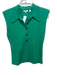 A.L.C. Size M Green Cotton Blend 1/2 Button Ribbed Sleeveless Collar Top Green / M