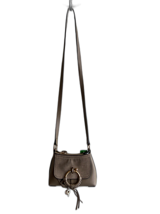 See By Chloe Taupe Gray Leather & Suede goldtone hardware Crossbody Top Zip Bag Taupe Gray / Mini