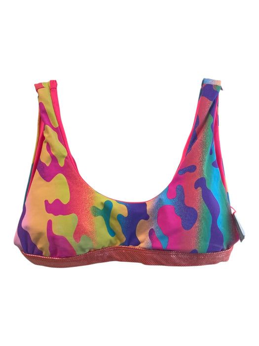 Dippin Daiseys Size M Orange & Multi Polyester & Spandex Triangle Camo Swimsuit Orange & Multi / M