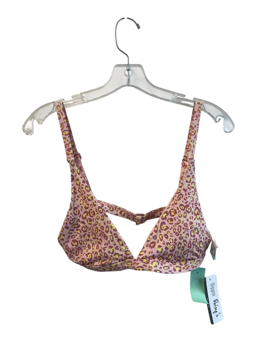 Dippin Daiseys Size M Pink & Brown Polyester & Spandex Triangle Leopard Swimsuit Pink & Brown / M