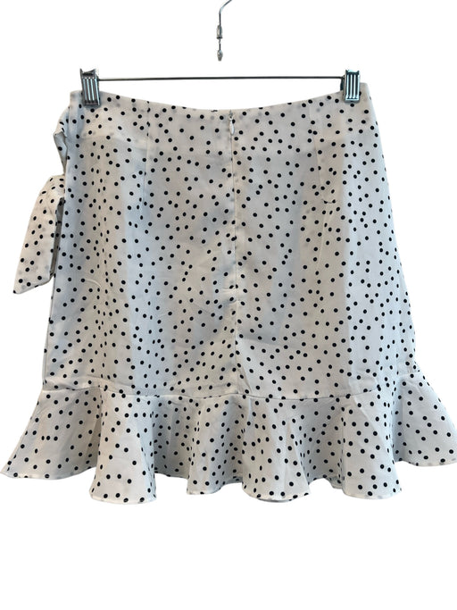Princess Polly Size 4 White & Black Polyester Polka Dots Zip Back Ruffle Skirt White & Black / 4