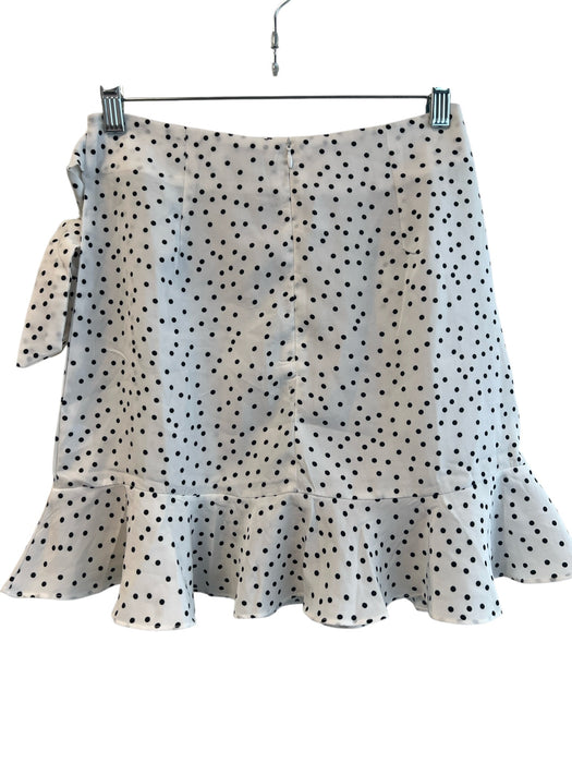 Princess Polly Size 4 White & Black Polyester Polka Dots Zip Back Ruffle Skirt White & Black / 4
