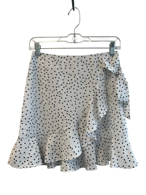 Princess Polly Size 4 White & Black Polyester Polka Dots Zip Back Ruffle Skirt White & Black / 4