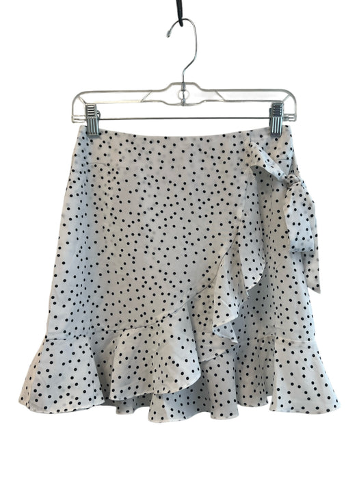 Princess Polly Size 4 White & Black Polyester Polka Dots Zip Back Ruffle Skirt White & Black / 4