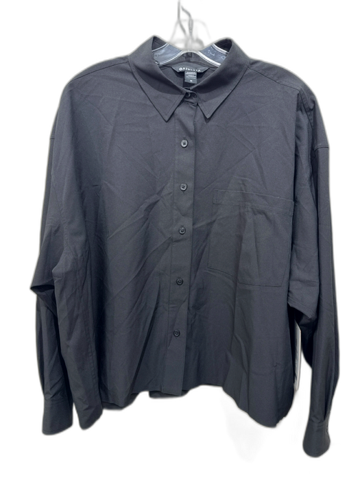 Athleta Size 1X Black Polyester Blend Long Sleeve Button Up & Collar Crop Top Black / 1X