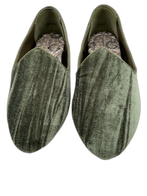 Birdies Shoe Size 9.5 Olive Green Velvet Round Pointed Toe Quilted Sole Flats Olive Green / 9.5
