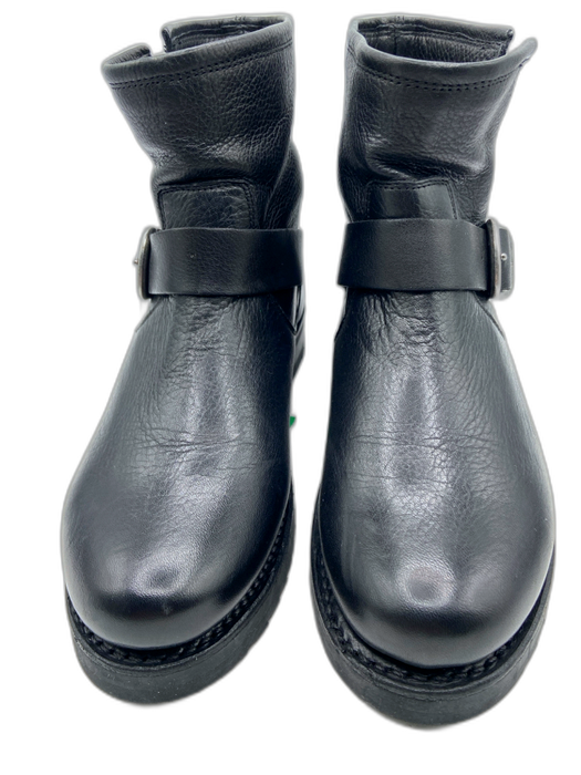 Frye Shoe Size 5.5 Black Leather Buckle Strap Ankle Moto Booties Black / 5.5