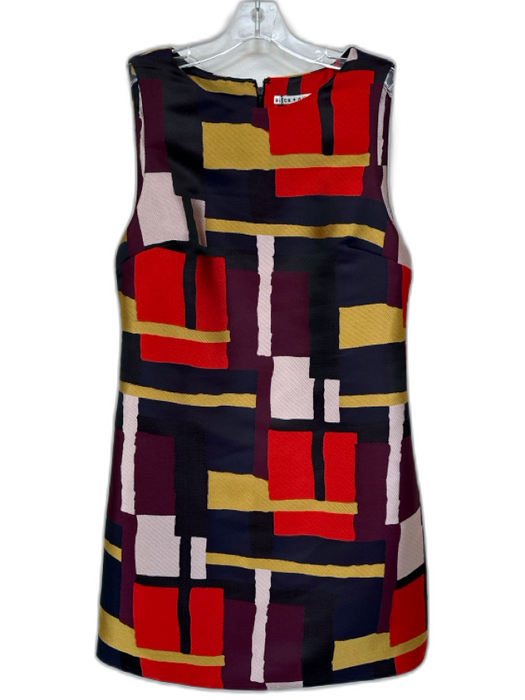Alice & Olivia Size 10 Red & Gold Polyester Sleeveless Squares Shift Dress Red & Gold / 10