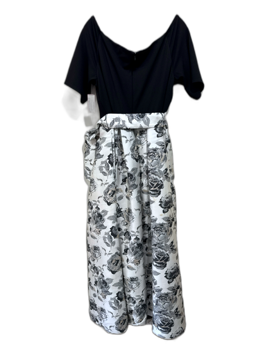 Jessica Howard Size 16W Cream, Gray & Gold Polyester & Metallic Floral belt Gown Cream, Gray & Gold / 16W