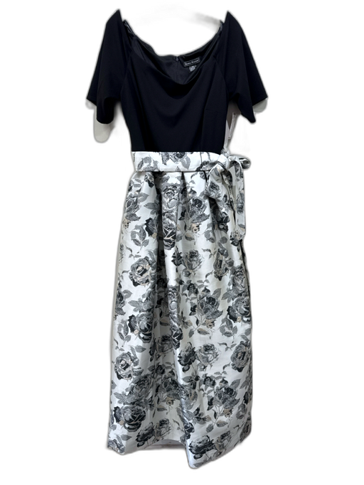 Jessica Howard Size 16W Cream, Gray & Gold Polyester & Metallic Floral belt Gown Cream, Gray & Gold / 16W