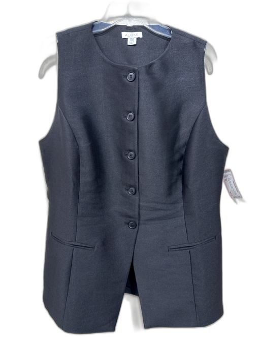 Aligne Size 16 Black Button Up Princess Seams Welt Pocket Vest Top Black / 16